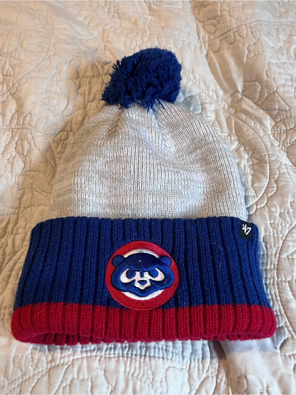 47 Chicago Cubs Knit Pom Beanie - Blue/Red/Gray